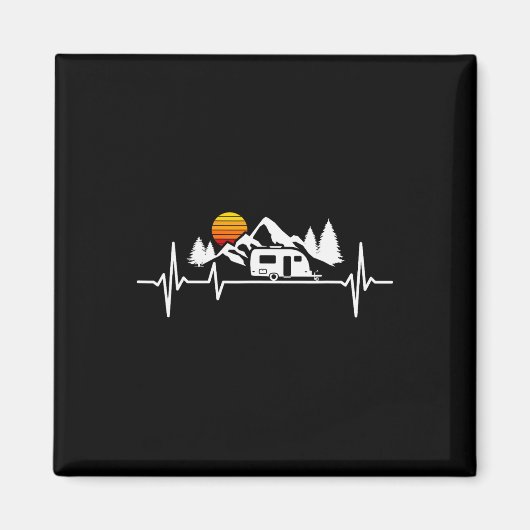 Camping Heartbeat Wohnwagen Anhänger Magnet (Vorne)