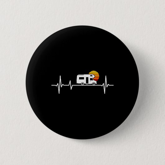 Camping Heartbeat Wohnwagen Wohnmobil Button (Vorderseite)