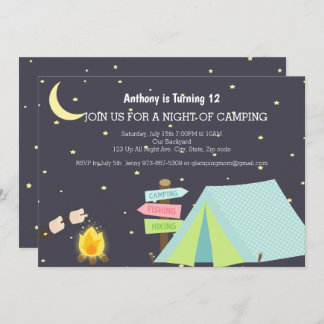 Camping heraus mit Lagerfeuer-Geburtstags-Party Einladung
