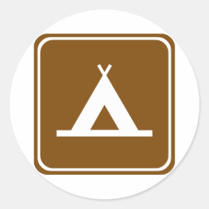 Camping Highway-Zeichen Runder Aufkleber
