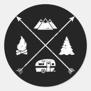 Camping Hipster Wohnwagen Runder Aufkleber