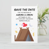 Camping Hochzeit speichern Sie die Datumskarten Einladung (Stehend Vorderseite)