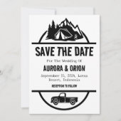 Camping Hochzeit speichern Sie die Datumskarten Einladung (Vorderseite)