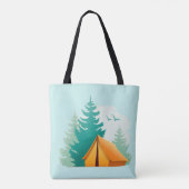 Camping Holz Zelt Outdoor Design Tote Tasche (Rückseite)