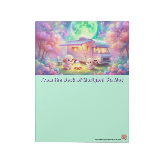 Camping-Hunde mit Smores Notizblock (Rotiert)