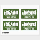 Camping, ich arbeite dafür rechteckiger aufkleber (Blatt)