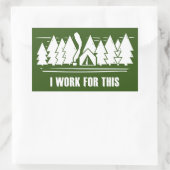Camping, ich arbeite dafür rechteckiger aufkleber (Tasche)