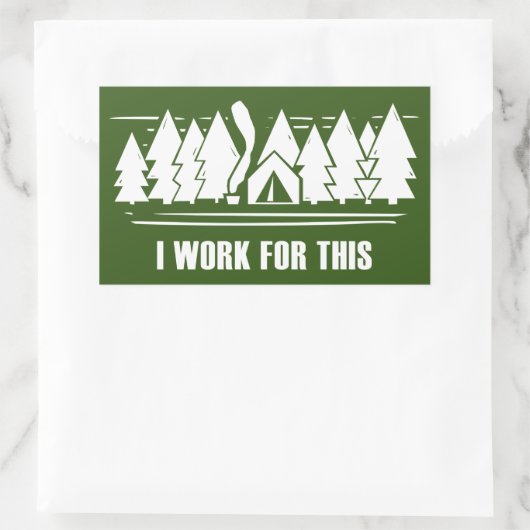 Camping, ich arbeite dafür rechteckiger aufkleber (Tasche)