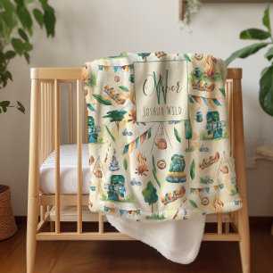 Camping Illustriertes Muster Monogramm Sherpadecke