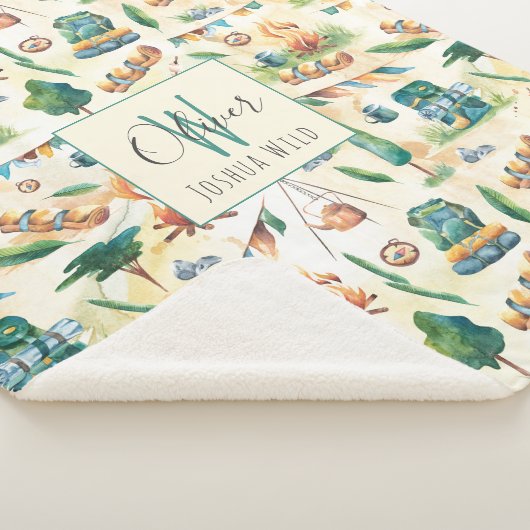 Camping Illustriertes Muster Monogramm Sherpadecke (3/4)