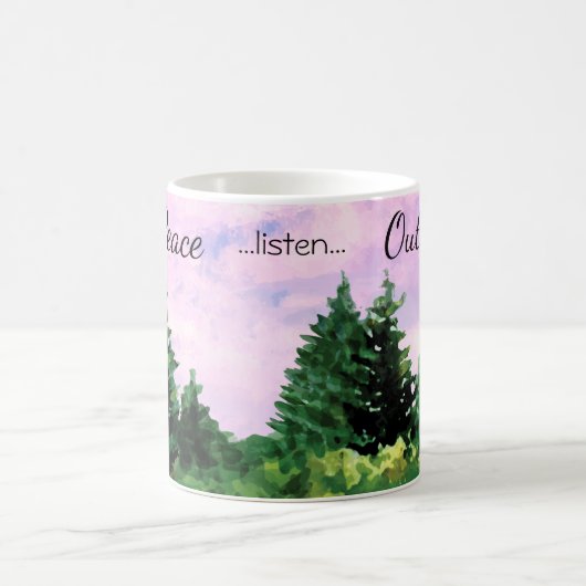 Camping im Freien Aquarellwald Sonnenuntergänge Kaffeetasse (Mittel)