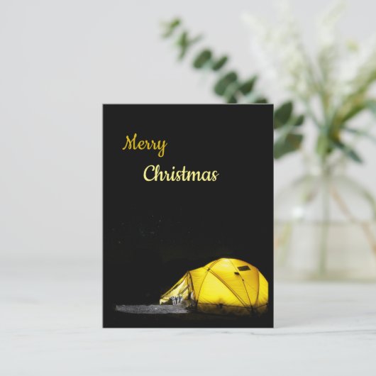 Camping, im Freien begehbar Weihnachten Postkarte (Stehend Vorderseite)