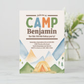 Camping im Freien Geburtstagsparty Einladung (Stehend Vorderseite)