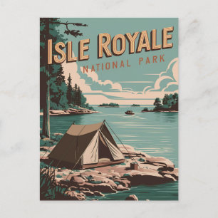 Camping im Isle Royale National Park im Vintage-St Feiertagspostkarte