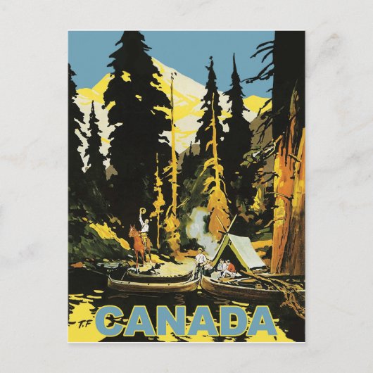 Camping im kanadischen Wald Postkarte (Vorderseite)