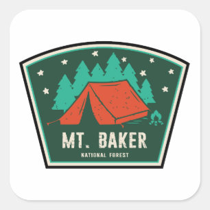 Camping im Mt. Baker National Forest Quadratischer Aufkleber