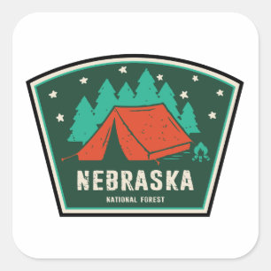 Camping im Nebraska National Forest Quadratischer Aufkleber