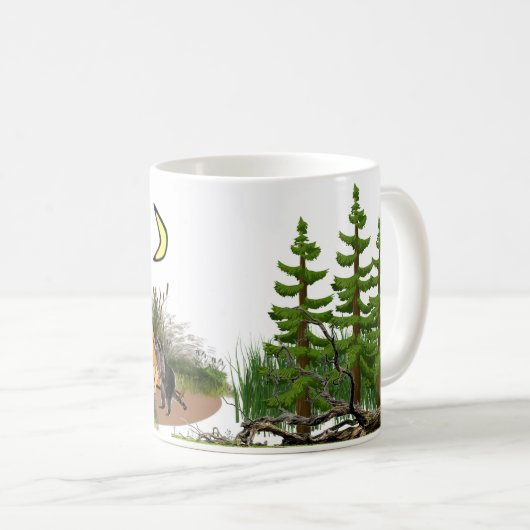 Camping im Wald mit Raccoon Funny Kaffeetasse (VorderseiteRechts)