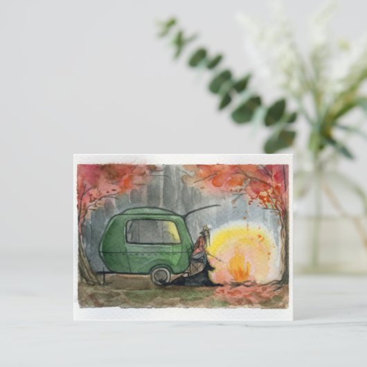 Camping im Wald. Postkarte (Stehend Vorderseite)