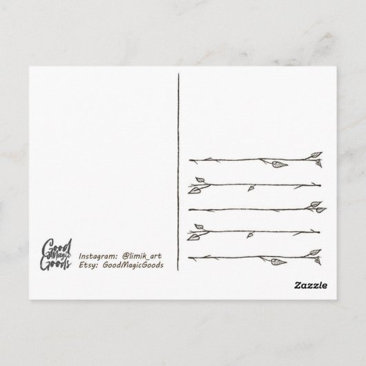 Camping im Wald. Postkarte (Rückseite)