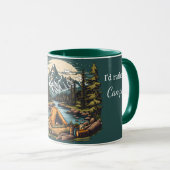 Camping in den Bergen Name und Textgeschenk hinzuf Tasse (VorderseiteRechts)