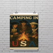 Camping in den USA 4. Juli Poster