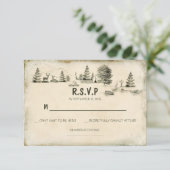 Camping in den Wäldern Hochzeitskarten für RSVP (Stehend Vorderseite)