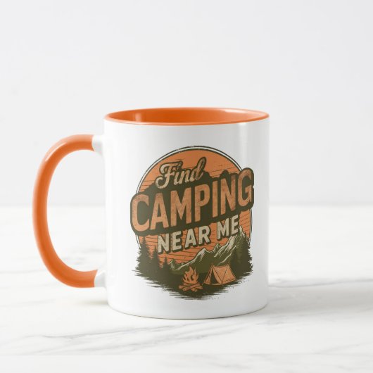 Camping in der Nähe von mir finden - Retro Camping Tasse (Links)