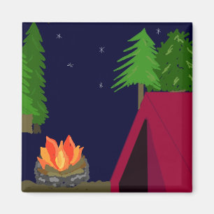 Camping in einem Zelt Magnet