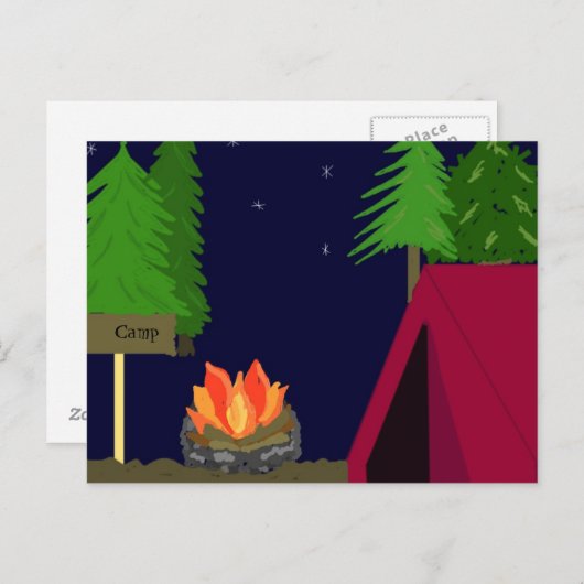 Camping in einem Zelt Postkarte (Vorne/Hinten)