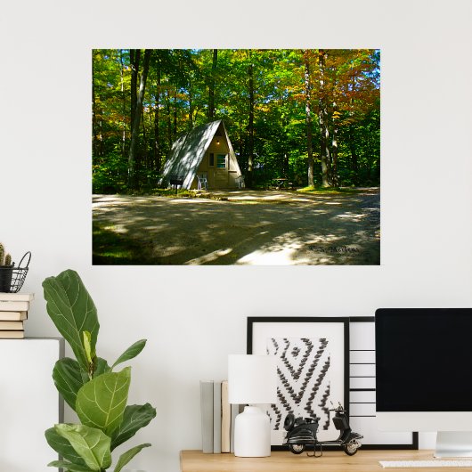 Camping in einer A-Frame-Kabine Poster (Heimbüro)