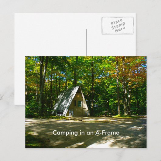 Camping in einer A-Frame-Kabine Postkarte (Vorne/Hinten)