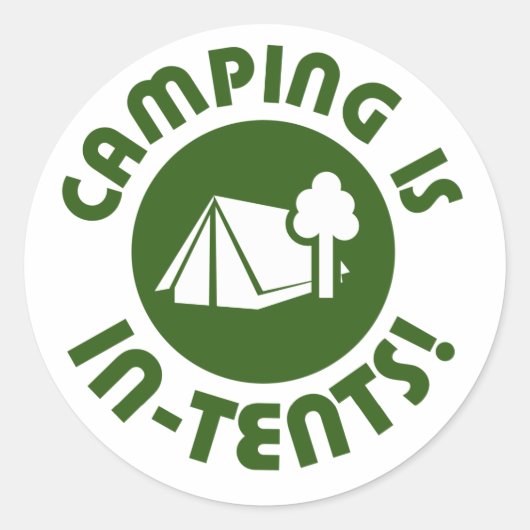 Camping in Zelten Runder Aufkleber (Vorderseite)