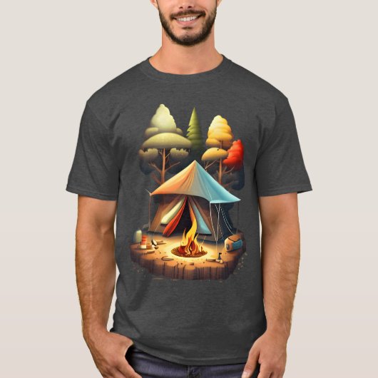 Camping Inent Design Mädchen T-Shirt (Vorderseite)