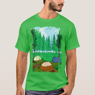 Camping-Inhalt und Wald-Camping-Mädchen T-Shirt