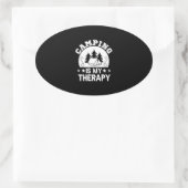Camping is my therapy ovaler aufkleber (Tasche)
