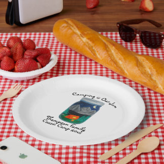 Camping is Our Jam Zelt und Berge in einem Glas Pappteller