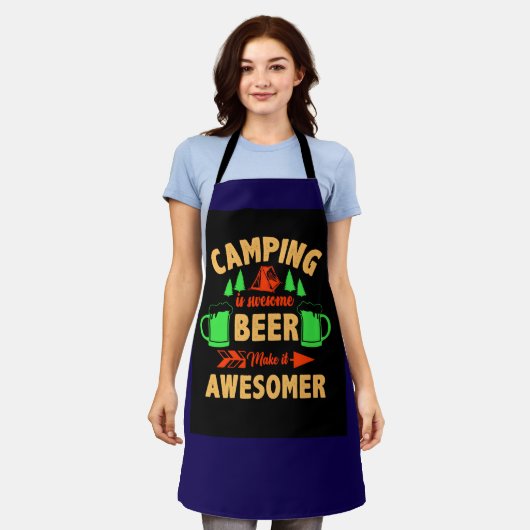 Camping is Swesome Beer Make it Aesomer-45676 Schürze (Getragen)