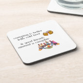 Camping ist besser mit Cold Beer, gute Freunde am Getränkeuntersetzer (Linke Seite)