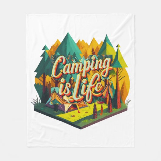 Camping ist das Leben Fleecedecke (Vorderseite)