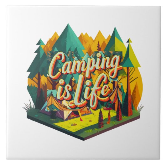 Camping ist das Leben Fliese (Vorderseite)