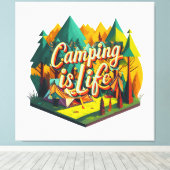 Camping ist das Leben Leinwanddruck (Insitu (Holzboden))