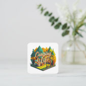 Camping ist das Leben Quadratische Visitenkarte (Stehend Vorderseite)