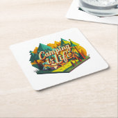 Camping ist das Leben Rechteckiger Pappuntersetzer (angewinkelt)