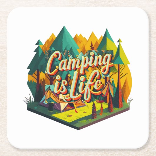 Camping ist das Leben Rechteckiger Pappuntersetzer (Vorderseite)