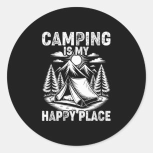 Camping ist ein glücklicher Ort lustiger Camper Wa Runder Aufkleber