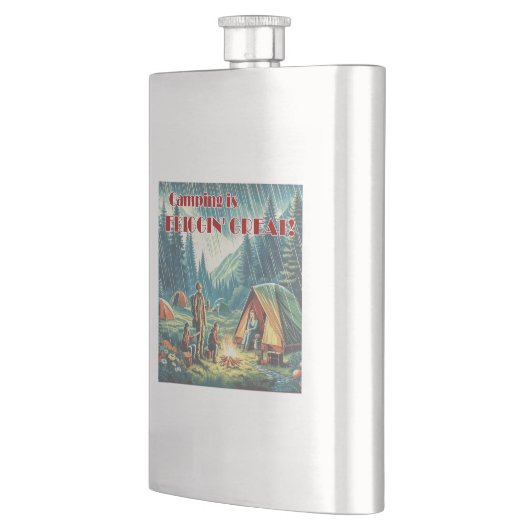 Camping ist Friggin großer Funny Rain Flachmann (Links)