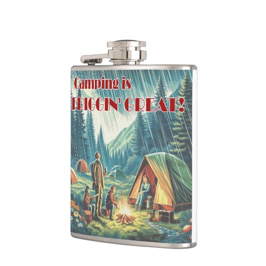 Camping ist Friggin großer Funny Rain Flachmann (Links)