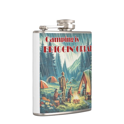 Camping ist Friggin großer Funny Rain Flachmann (Rechts)