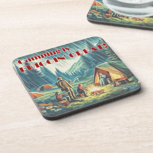 Camping ist Friggin großer Funny Rain Getränkeuntersetzer (Linke Seite)